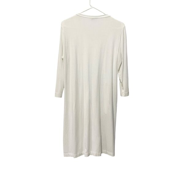 Whyci Womens Size 44 White Pleated V-Neck 3/4 Sleeve Dress Knee Length - Picture 2 of 12